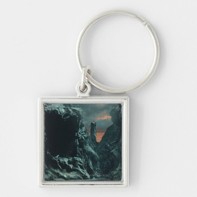 Torn i Orutanc Fyrkantig Silverfärgad Nyckelring (Framsidan)