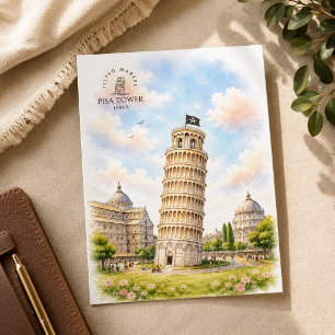 Torn i Pisa, Italien Arkitektur Landskap Vykort
