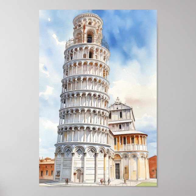 Torn i Pisa Italien Berömd Travel Ställe Poster (Framsidan)