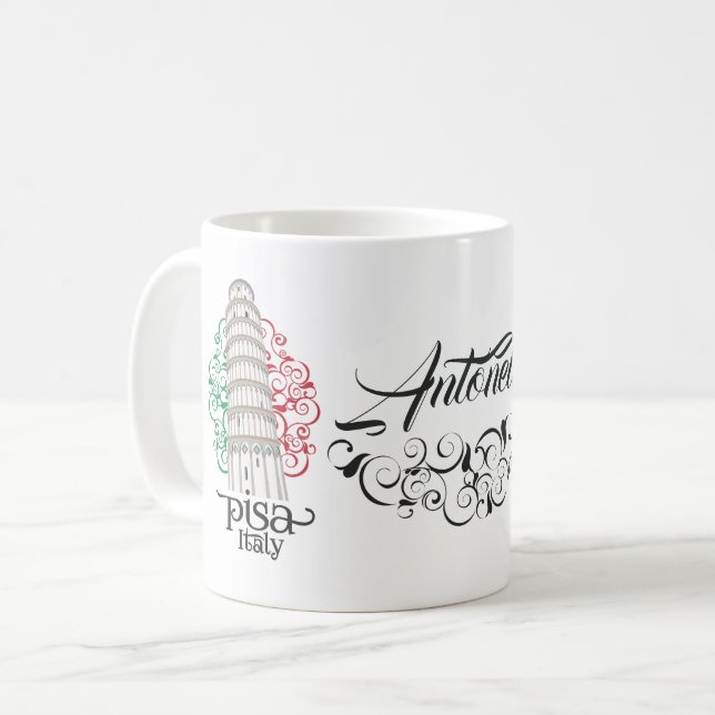 Torn i Pisa Italien för souvenirsamlarna Kaffemugg (Framsida vänster)