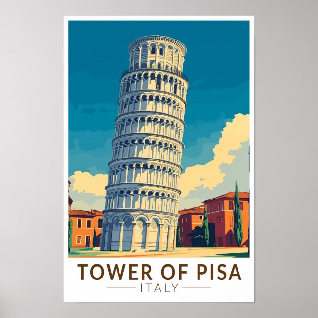 Torn i Pisa Italien Resa Konst Vintage Poster (Framsidan)