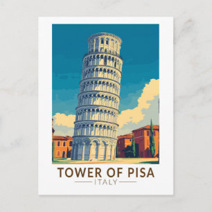 Torn i Pisa Italien Resa Konst Vintage Vykort