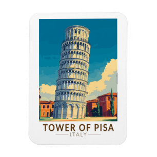 Torn i Pisa Italien Travel Art Vintage Magnet