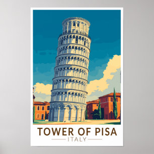 Torn i Pisa Italien Travel Art Vintage Poster