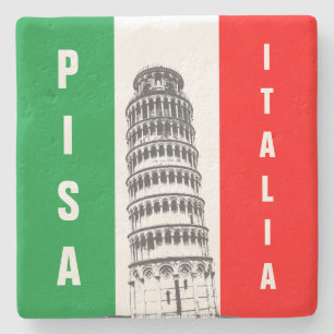 Torn i Pisa och Flagga i Italien Stenunderlägg