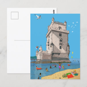 Torn i St Vincent Lissabon Portugal Illustration Vykort