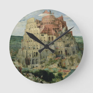 Torn of Babel, 1563 (olja på panel) Rund Klocka