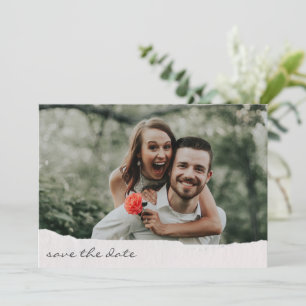 Torn Papper Kant Handskript Photo Bröllop Spara Datumet