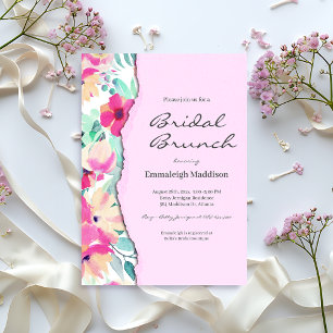 Torn Papper Tropical Blommigt Möhippa Brunch Inbjudningar