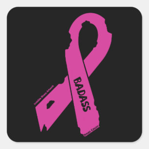 Torn Ribbon/Badass... Bröstcancer Fyrkantigt Klistermärke