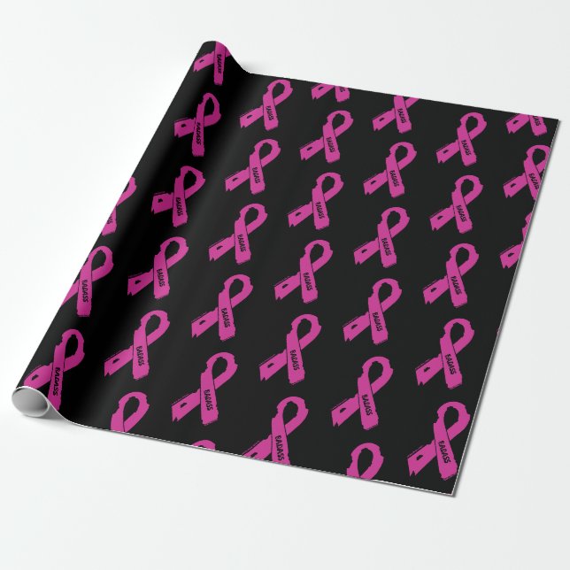 Torn Ribbon/Badass... Bröstcancer Presentpapper (Utrullad)