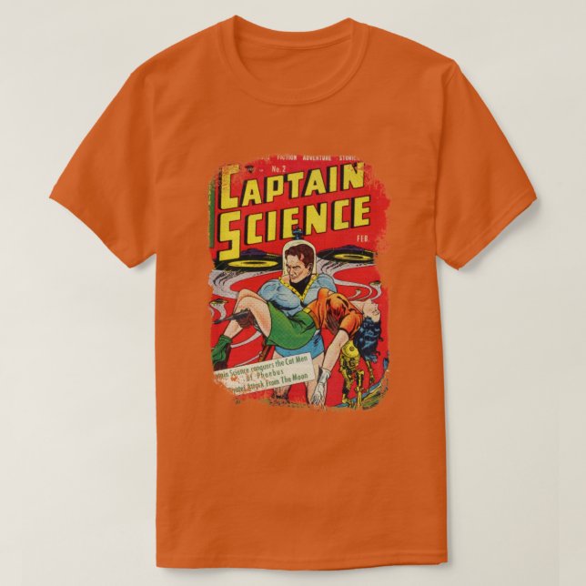 Torn Tecknad bok täcker Retro Science-hjälten Vint T Shirt (Design framsida)