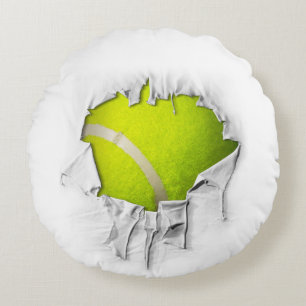 Torn Tennis Round Pillow Rund Kudde