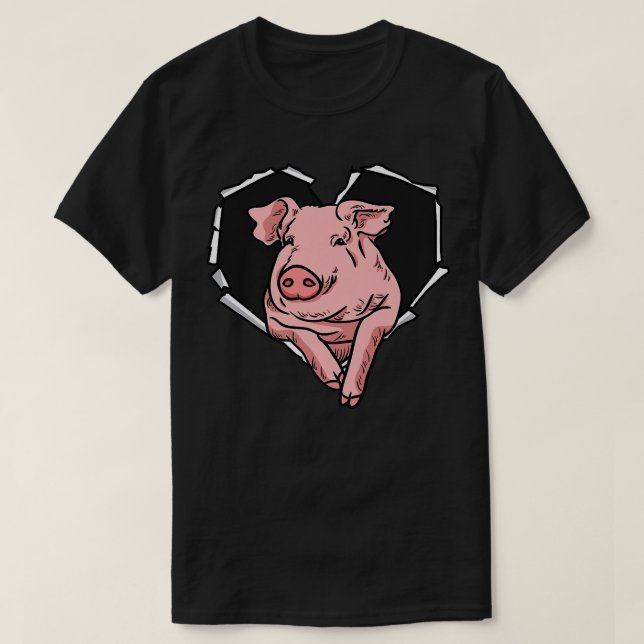 Torn Trasa Gris Ansikte Torn Hål Heart Gris Premi  T Shirt (Design framsida)
