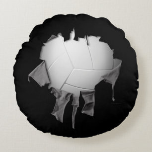 Torn Volleyball Round Mörk Pillow Rund Kudde