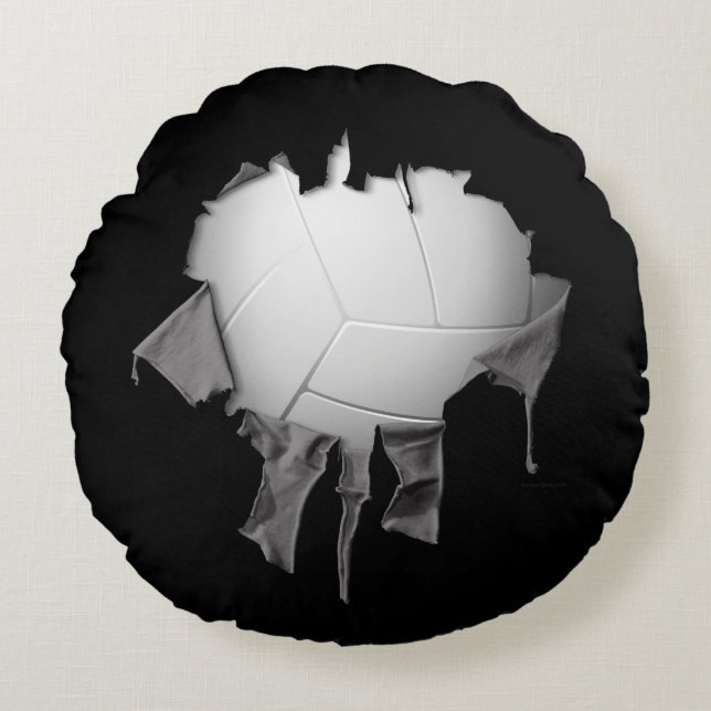 Torn Volleyball Round Mörk Pillow Rund Kudde (Framsidan)