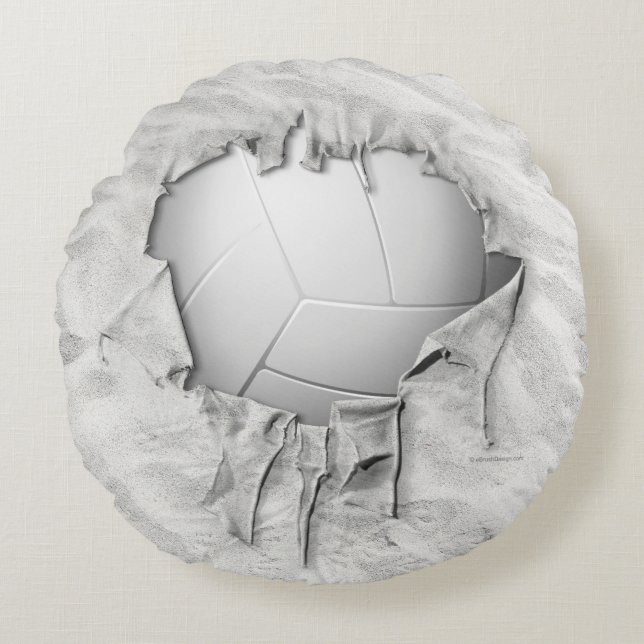 Torn Volleyball Round Mörk Pillow Rund Kudde (Framsidan)
