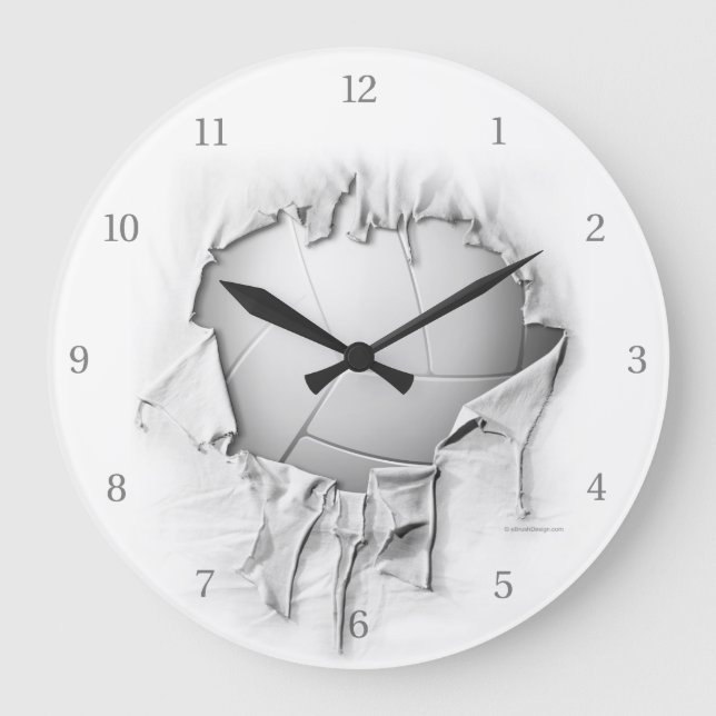 Torn Volleyball White Wall Clock Stor Klocka (Framsida)