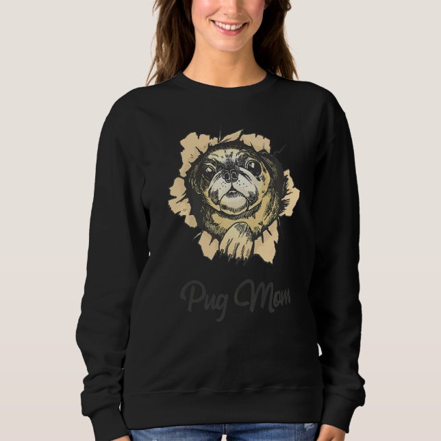 Torn Wall Pug Mamma T Shirt (Framsida)
