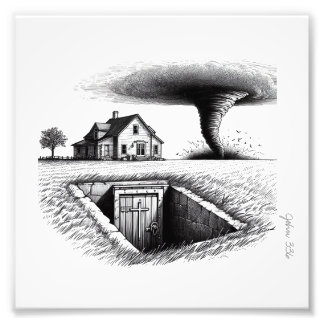 Tornado House Cellar med Kor Fototryck