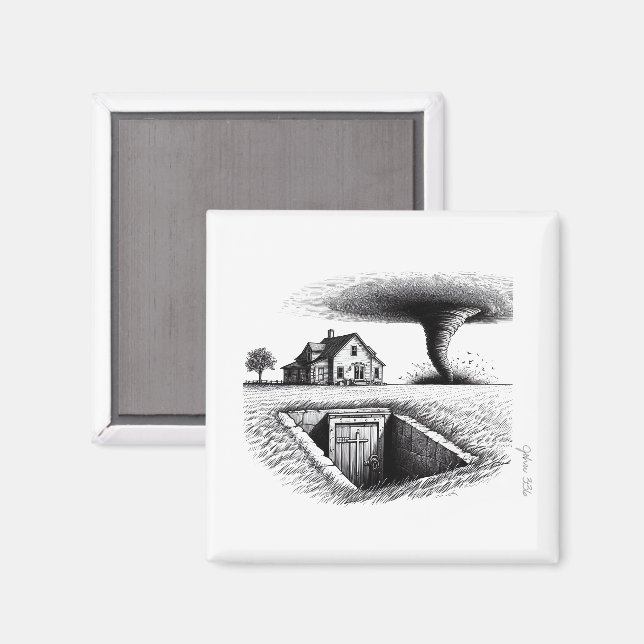 Tornado House Cellar med Kor Magnet (Front/Back)