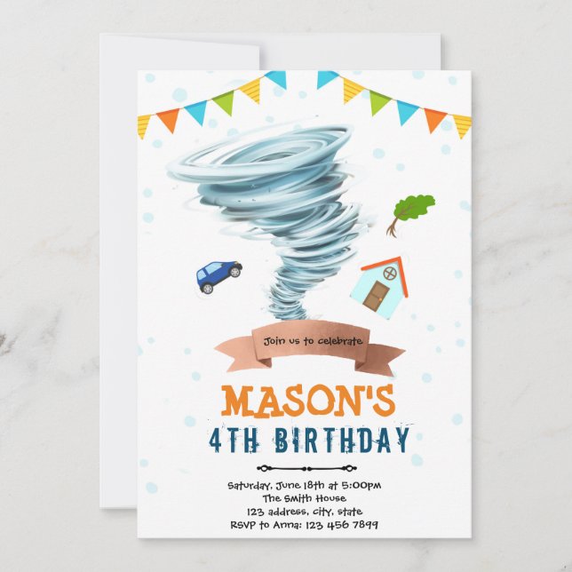 Tornado pojke festinbjudan inbjudningar (Framsida)