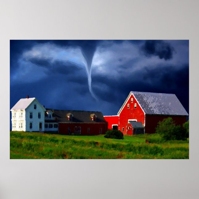 Tornado Red Barn Storm Extreme Weather Poster (Framsidan)