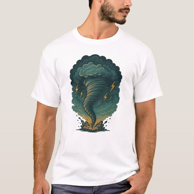 Tornado Storm Illustration | Kraftfull belysning T Shirt (Framsida)
