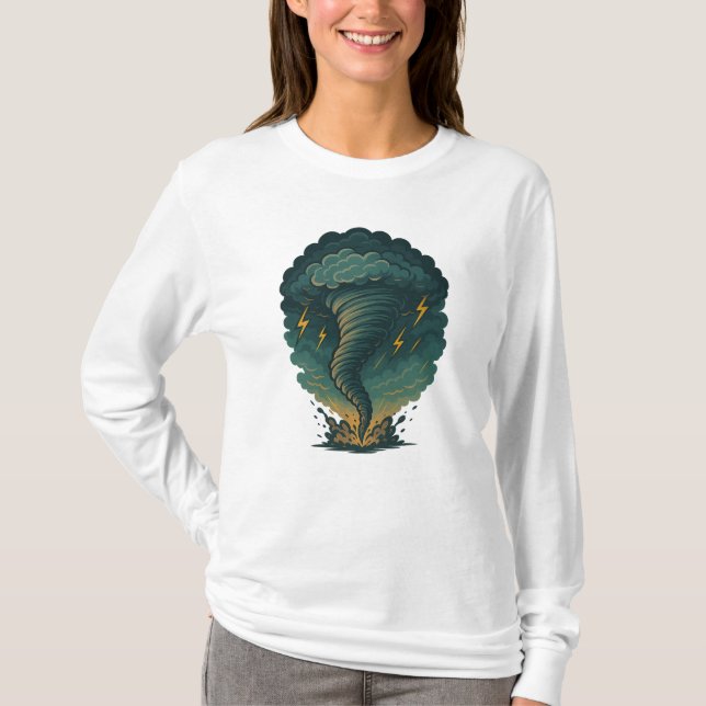Tornado Storm Illustration | Kraftfull belysning T Shirt (Framsida)