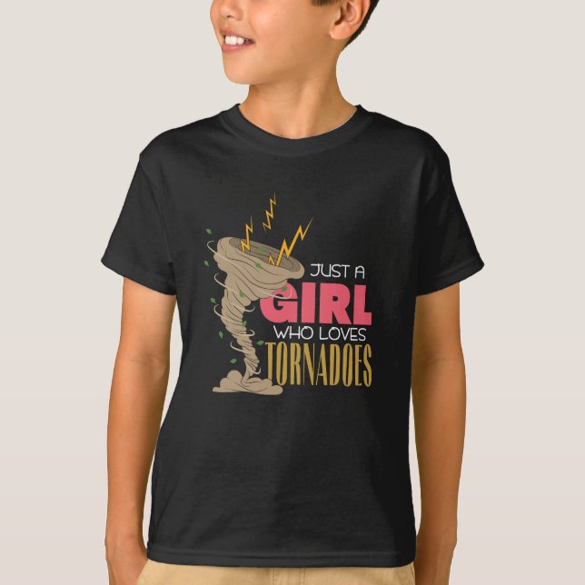 Tornado Tropical Girl Kids orkan T Shirt (Framsida)