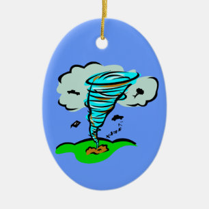 Tornado Twister Storm Chaser-flygobjekt Julgransprydnad Keramik