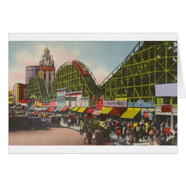 Tornadoberg- och dalbana - Coneyön NY /The guppar Hälsningskort (Framsidan Horizontal)