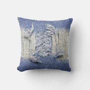 Tornblå denim: jeans struktur. kudde