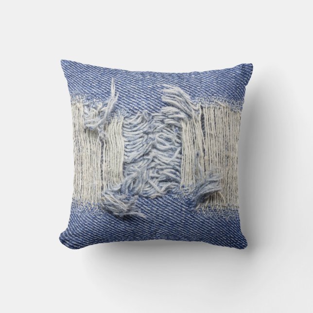 Tornblå denim: jeans struktur. kudde (Framsida)
