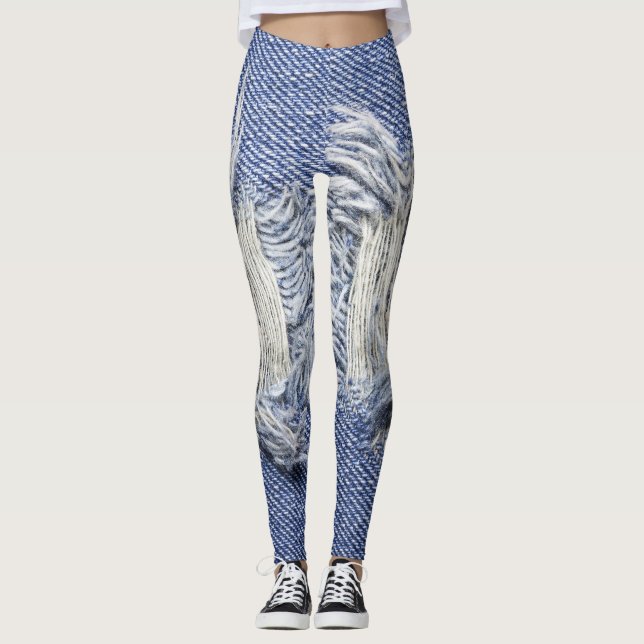 Tornblå denim: jeans struktur. leggings (Framsida)