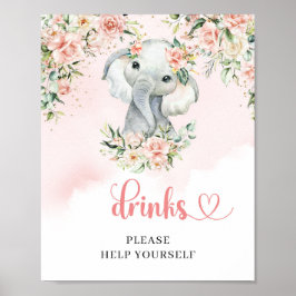 Torndjungeln baby elefant,  drycker och guld poster