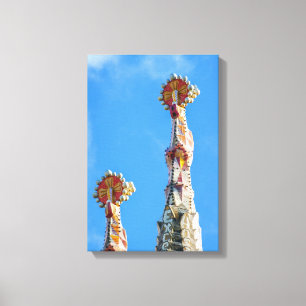 Tornen på La Sagrada Familia i Barcelona, Spanien Canvastryck