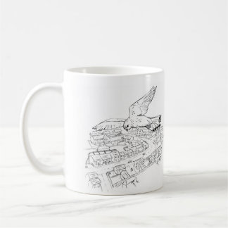 Tornfalk över stadsmuggen kaffemugg