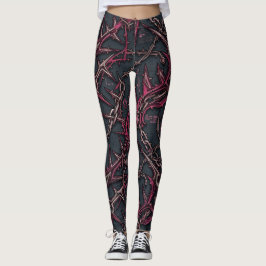 Törnig Buskgrunge: Mörkt Rosa & Koppar Organisk Leggings