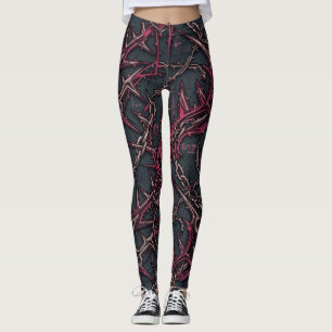 Törnig Buskgrunge: Mörkt Rosa & Koppar Organisk Leggings