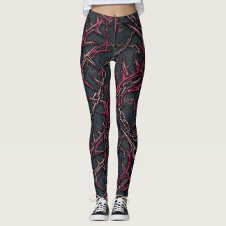 Törnig Buskgrunge: Mörkt Rosa & Koppar Organisk Leggings