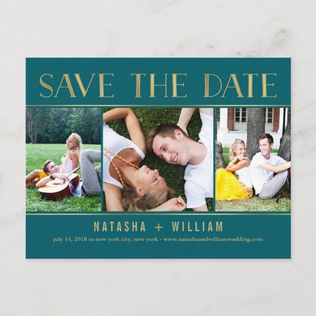 Törning av Guld EDITABLE FÄRG-kollage Spara datum Meddelande Vykort (Framsida)