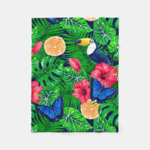 Törning och tropisk trädgårdsvattenfärg fleecefilt