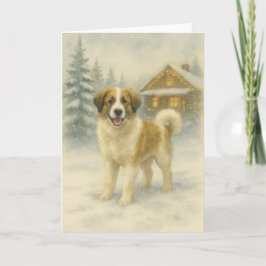 Tornjak Holiday Glow – Vattenfärg Vinterkort Helgkort