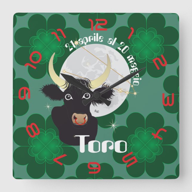 Toro 21 aprile al 20 maggio Orologio Fyrkantig Klocka (Framsida)