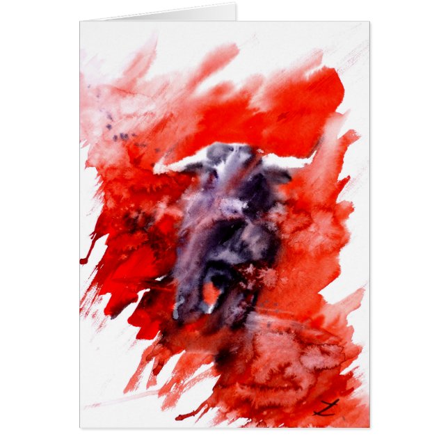 Toro Spain Fighting Bull Watercolor Hälsningskort (Framsidan)