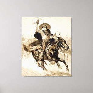”Toro Toro” En Vaquero som reppar en ung tjur Canvastryck