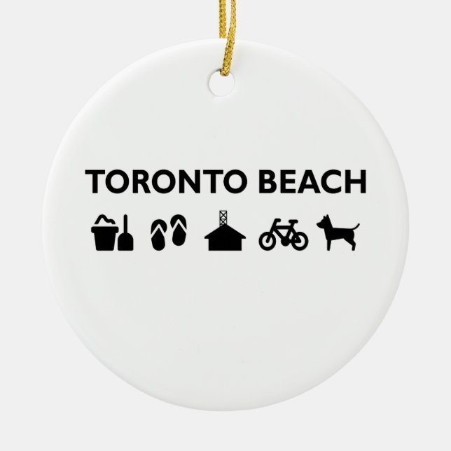 Toronto Beach Icons Monotone Black Julgransprydnad Keramik (Framsidan)