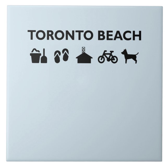 Toronto Beach Icons Monotone Black Kakelplatta (Framsidan)