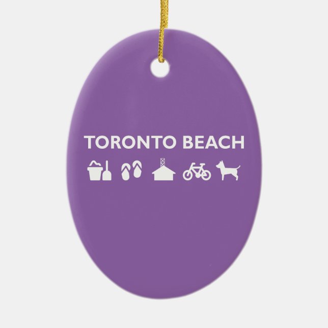 Toronto Beach Icons Monotone Mörk Julgransprydnad Keramik (Framsidan)